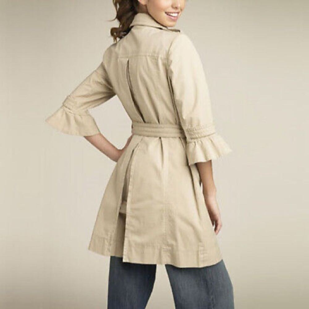 Juicy Couture Camel Cotton Twill Trench Coat Belted Size M - Picture 2 of 8